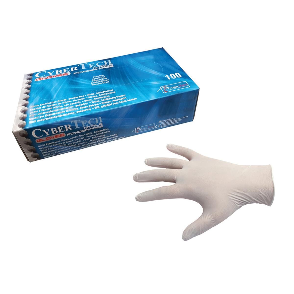 Cyber Gloves Nitrile Pwd/F Text White Small 100pk